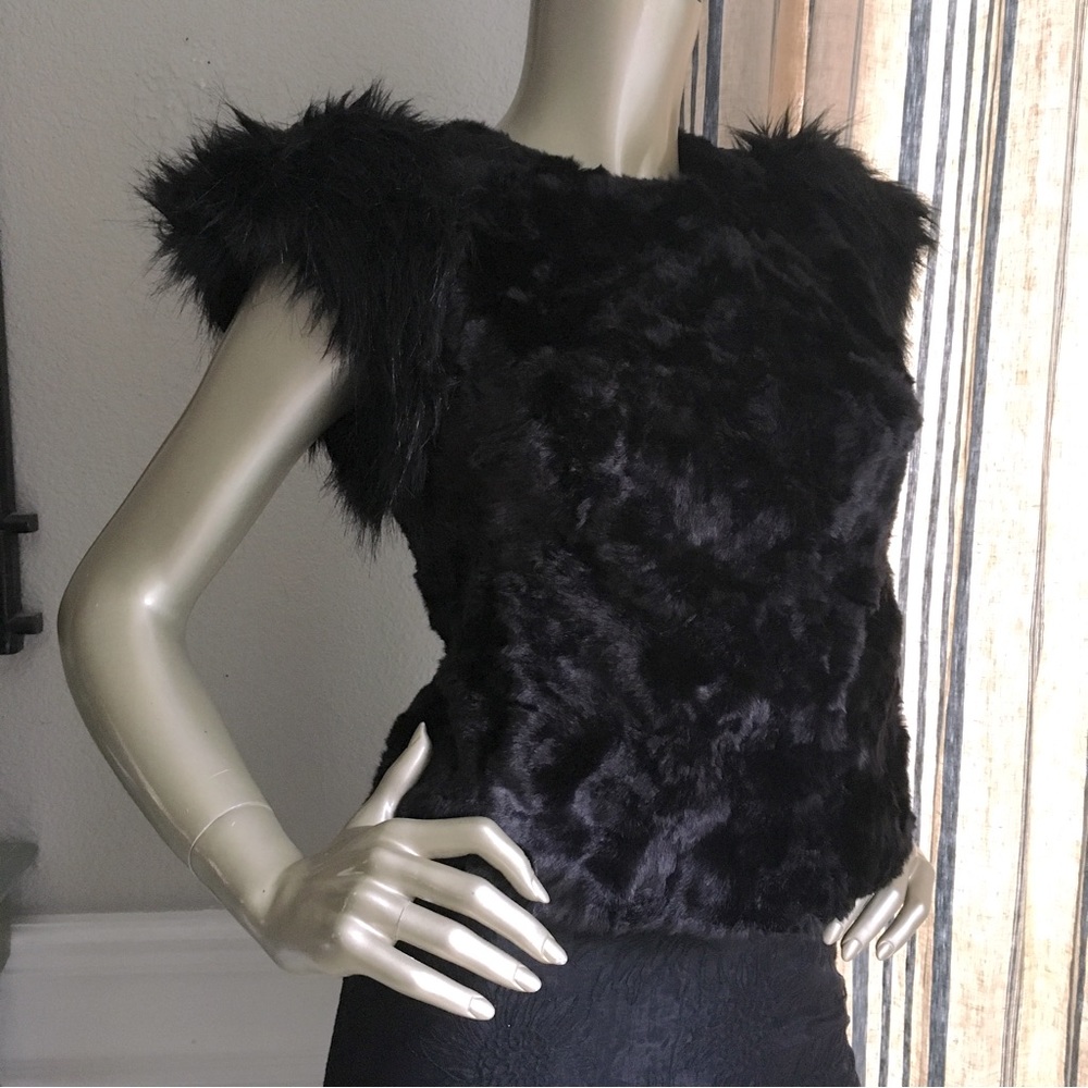 EUC SKAIST TAYLOR Neiman Marcus for Target Black Faux Fur Cropped Jacket S